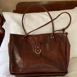 Born Brown Leather Tote with Double Handles